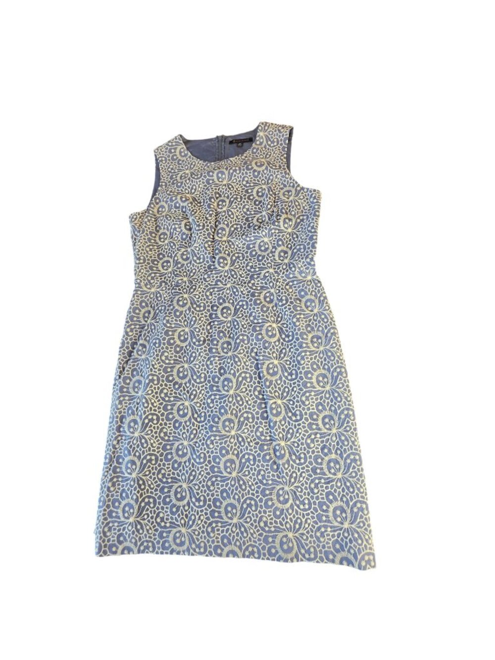 Brooks Brothers Blue Lace Fit Flare Dress Preppy Coastal Wedding Guest Sz 12